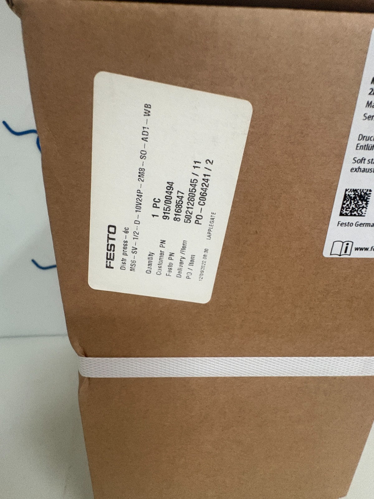 FESTO EXHAUST VALVE MS6-SV-1/2-D-10V24P-2M8-S0-AD1-WB #81685472