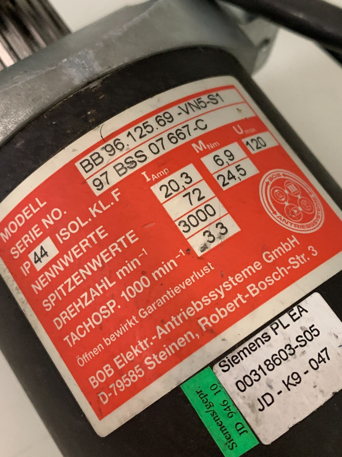 BOB ELEKTR SERVO MOTOR 3000 RPM BB96.125.69-VN5-S13