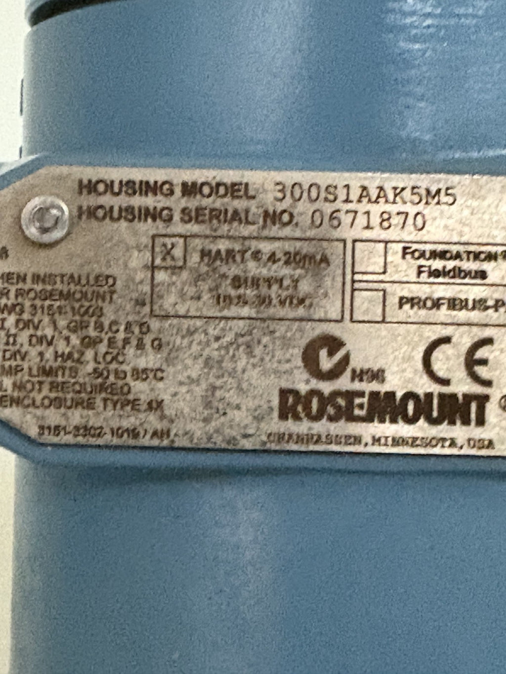 EMERSON ROSEMOUNT PRESSURE TRANSMITTER 300S1AAK5M5 W/SUPER MODULE IN BOX6