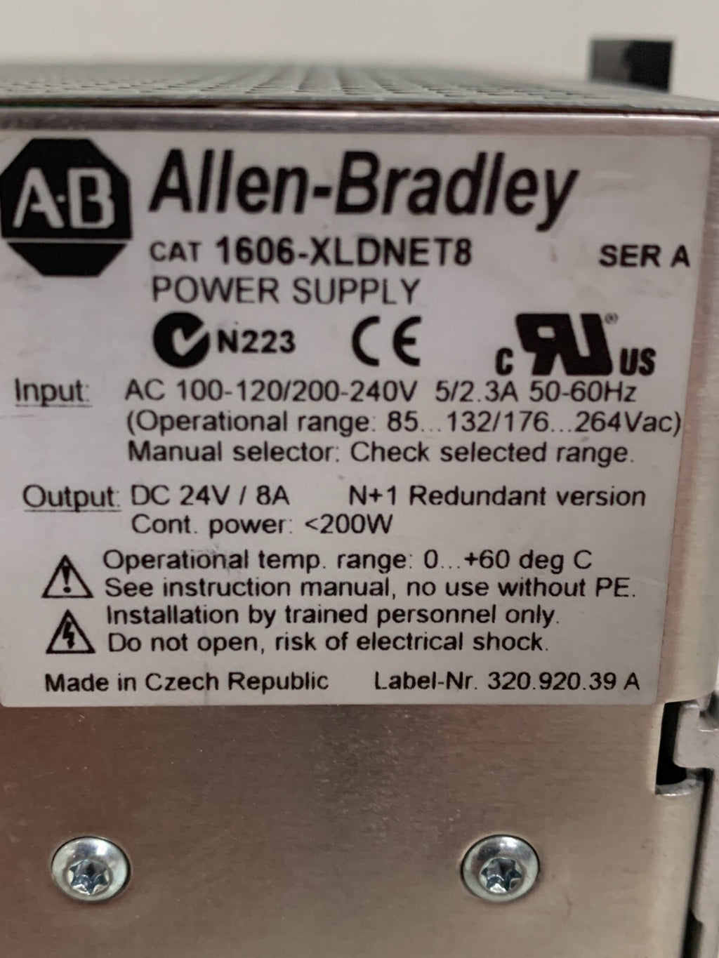 ALLEN BRADLEY POWER SUPPLY 1606-XLDNET8 SER A2