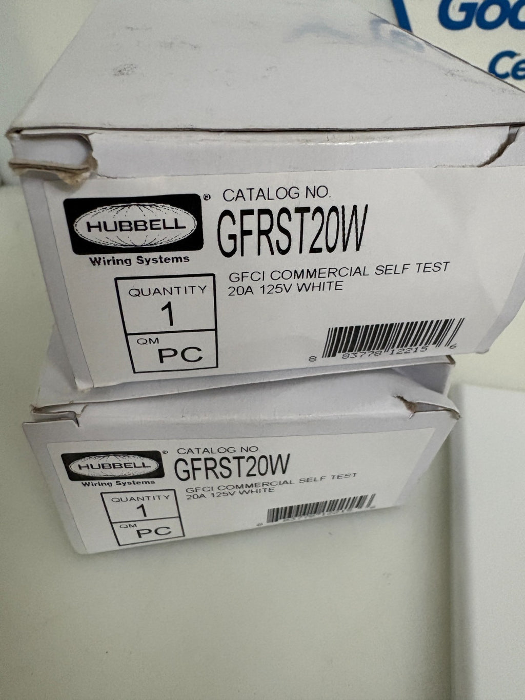 LOT OF 2 HUBBELL WHITE GFCI COMMERCIAL SELF TEST DUPLEX RECEPT. GFRST20W2