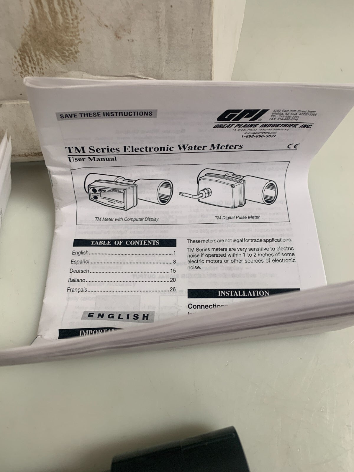 GPI TM SERIES ELECTRONIC WATER METERS LCD DISPLAY