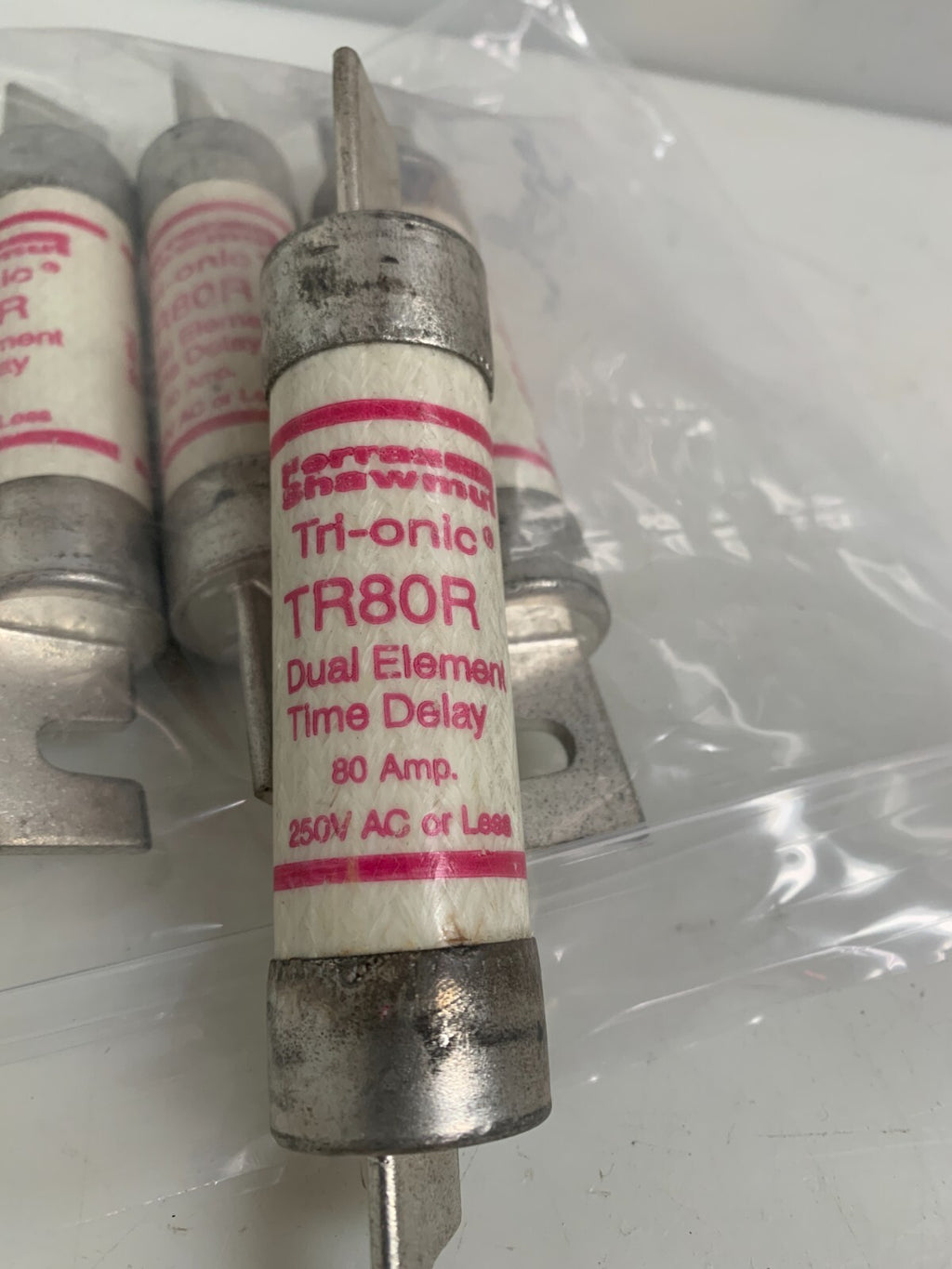 Lot of 5 Ferraz Shawmut Tri-Onic TR80R 80 amp fuses