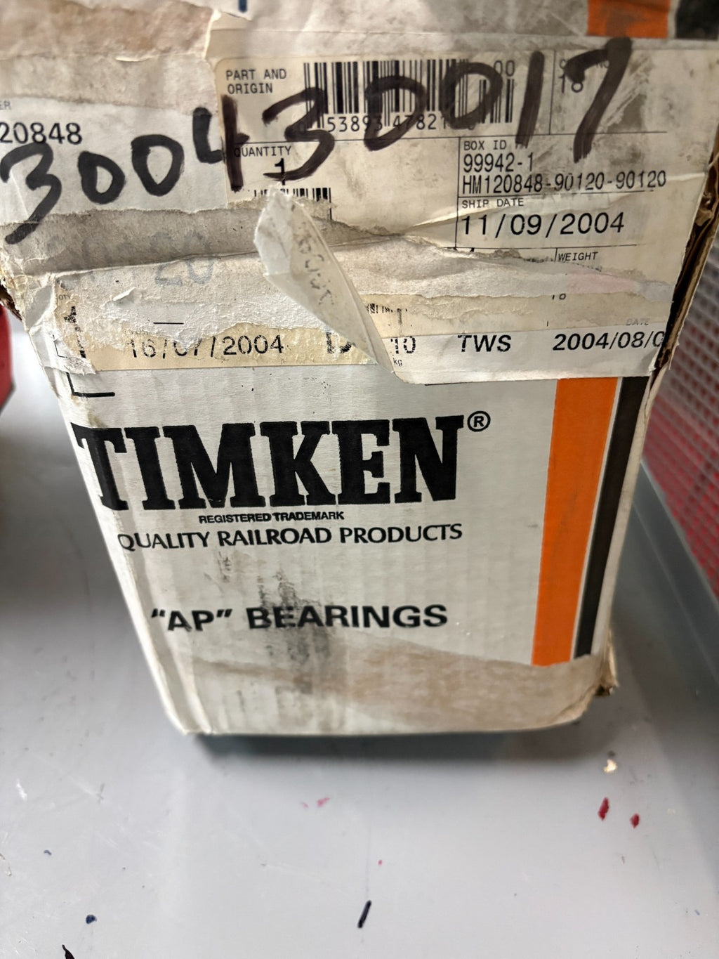 TIMKEN RAILROAD AP BEARING 4 1/4X8 HM120B17XD2