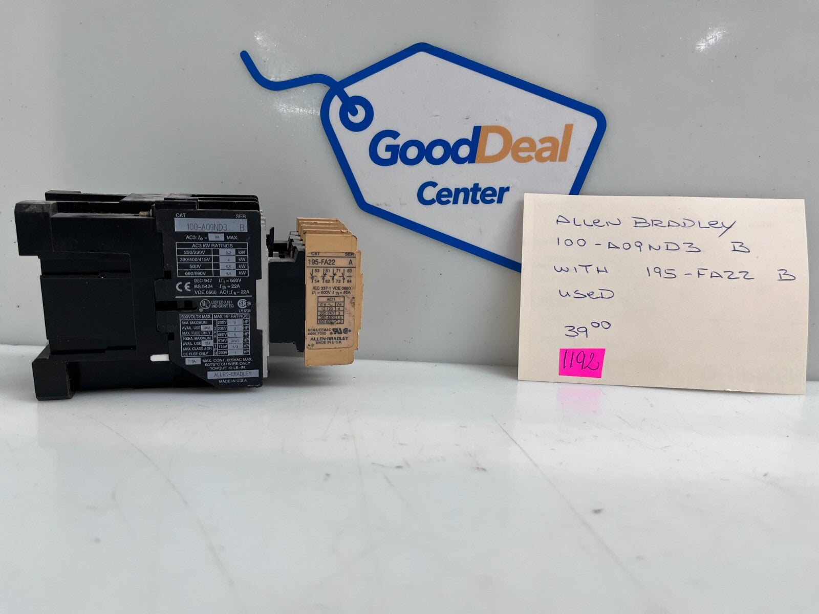 ALLEN BRADLEY 100-A09ND3 Contactor with Auxiliary Contact 195-FA11