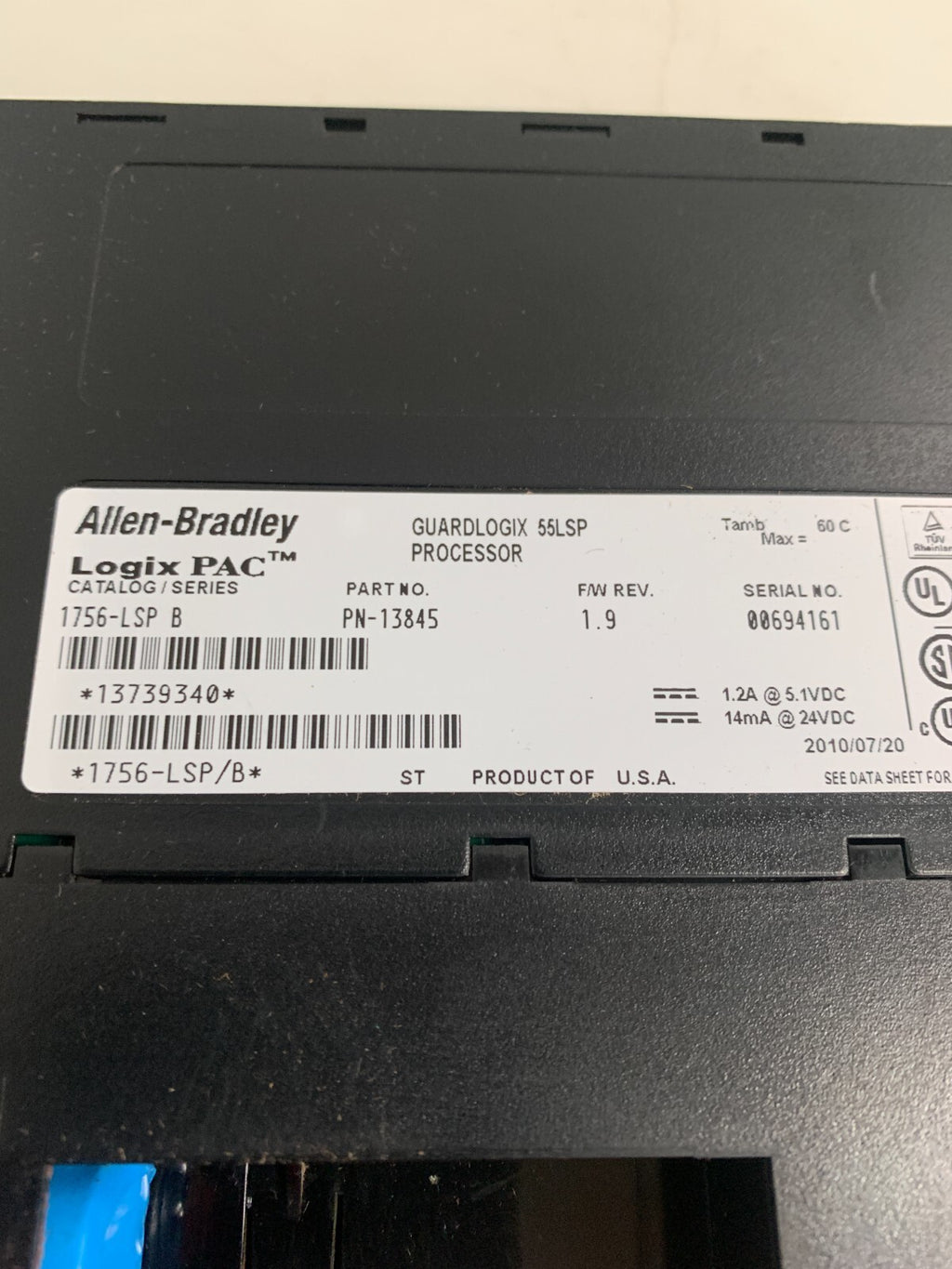 ALLEN BRADLEY GUARDLOGIX 55 LSP PROCESSOR 1756-LSP B PN-138453