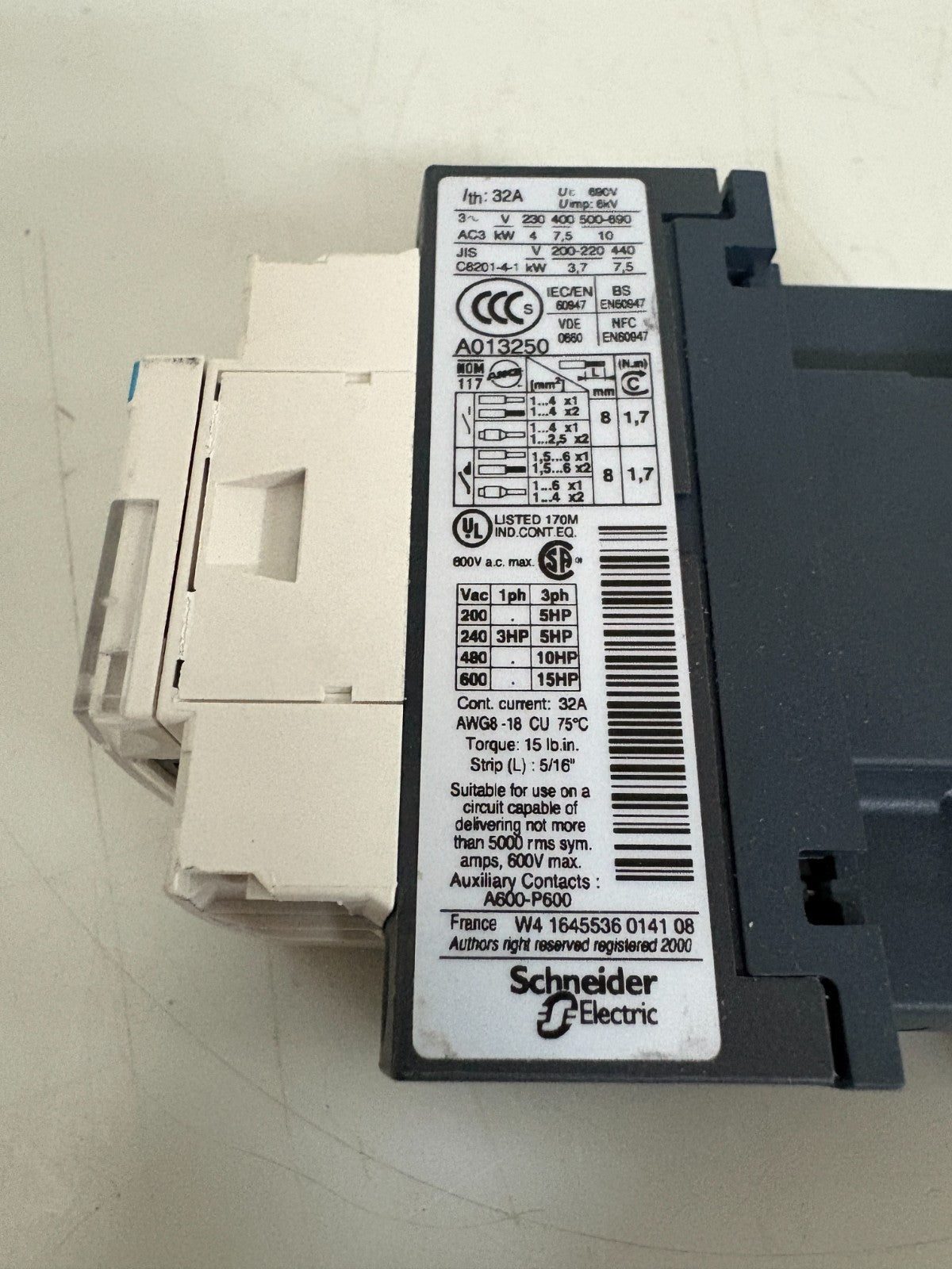 TELEMECANIQUE CONTACTOR LC1D182