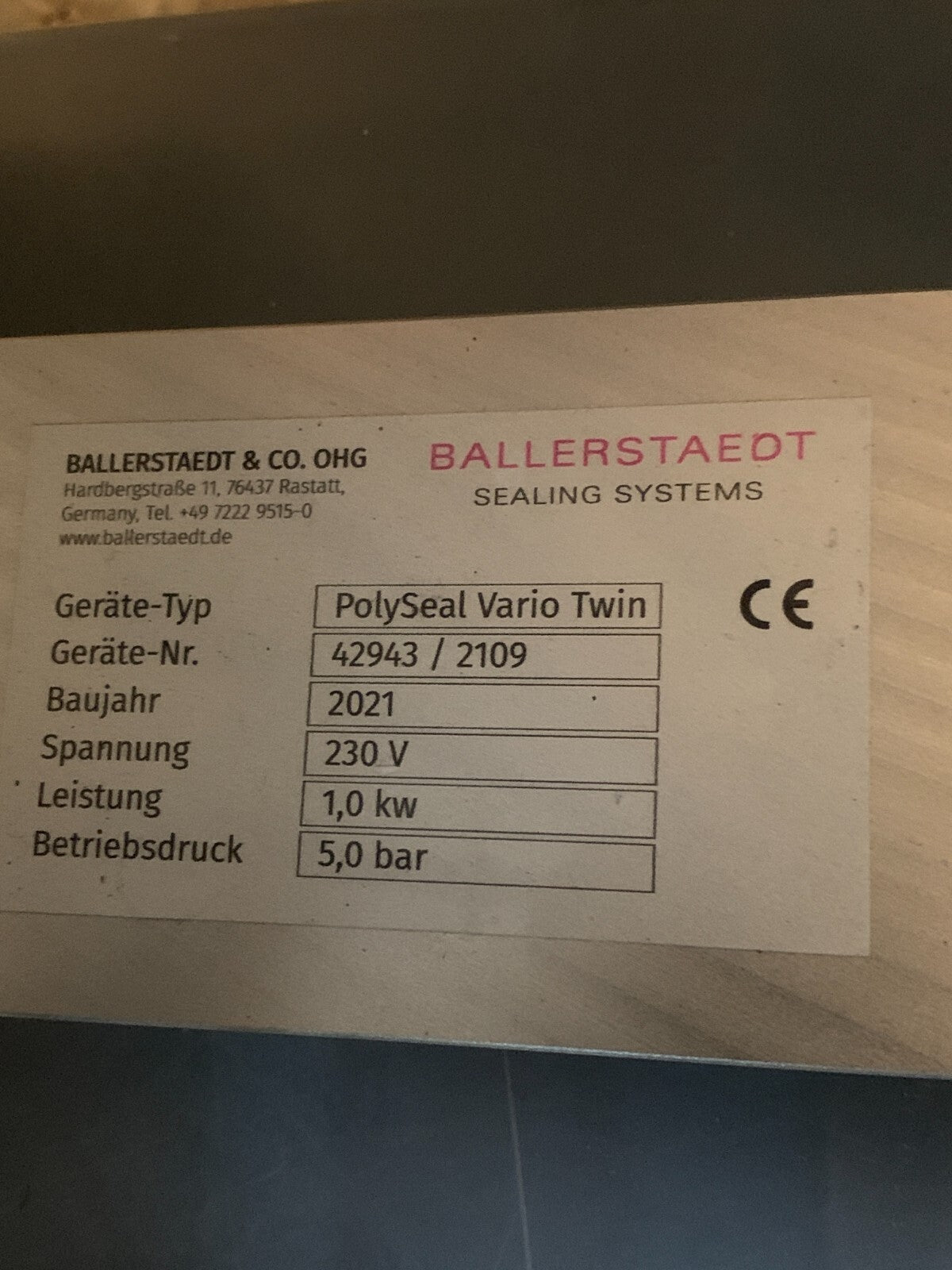 BALLERSTAEDT Sealing Systems Polyseal Vario Twin 42943/2109