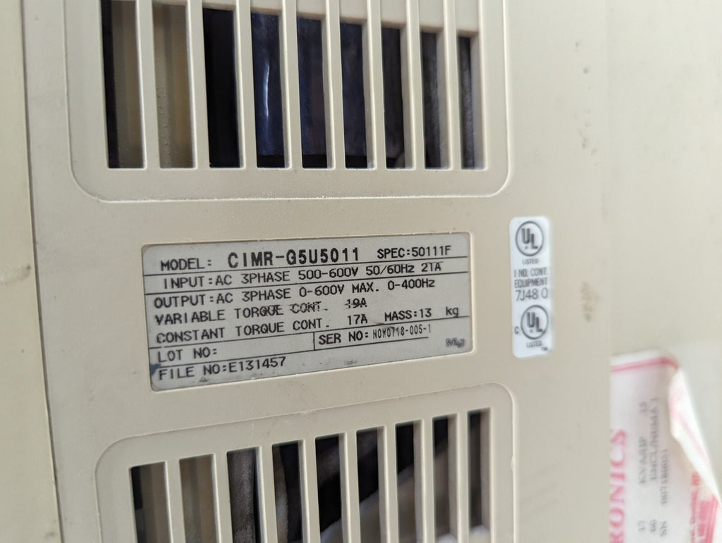 Yaskawa Accutronics CIMR-G5U5011 G5 AC Drive 3 phase 500-600V 21A