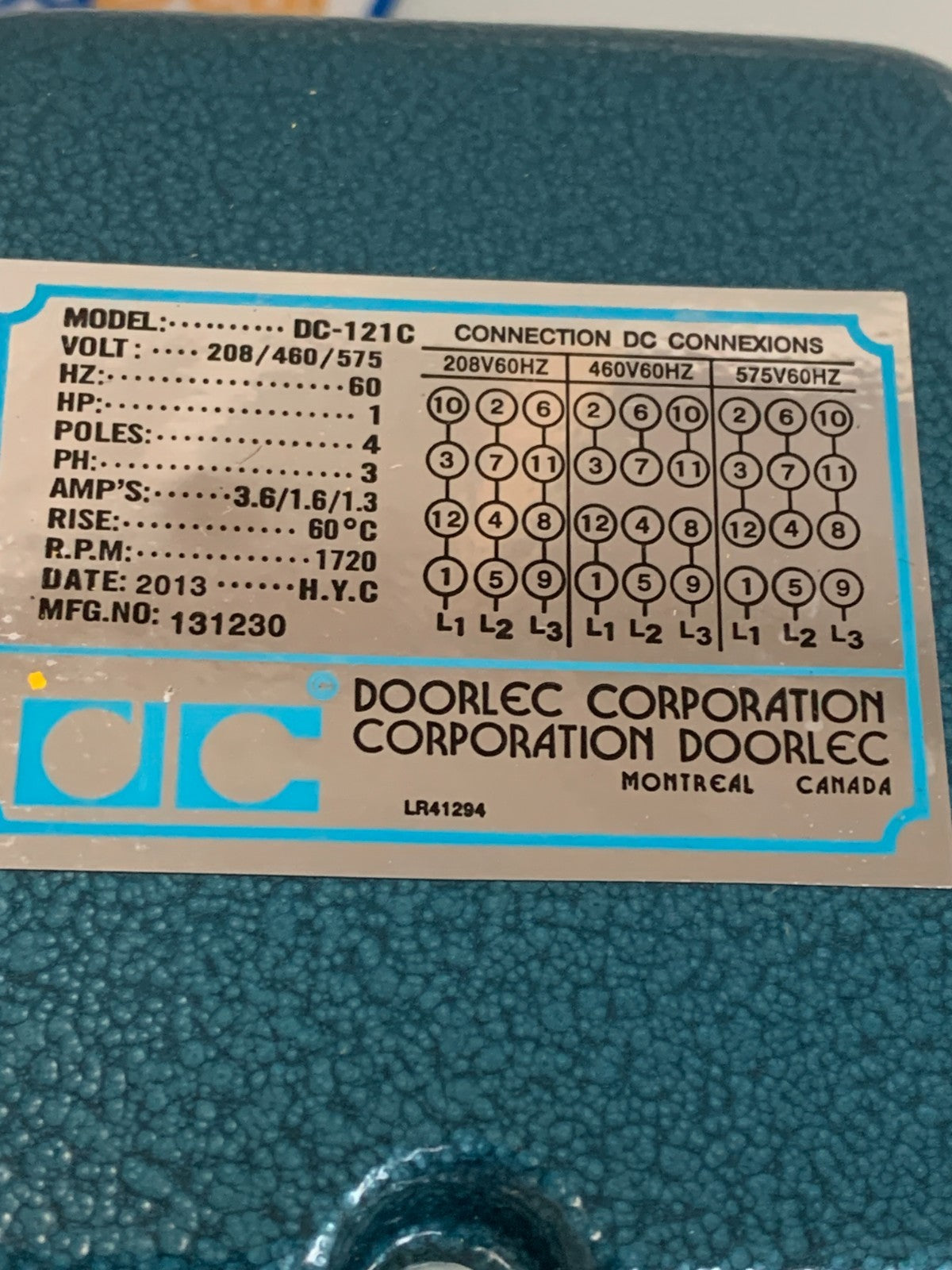 DOORLEC 3 PHASE MOTOR DC-121C