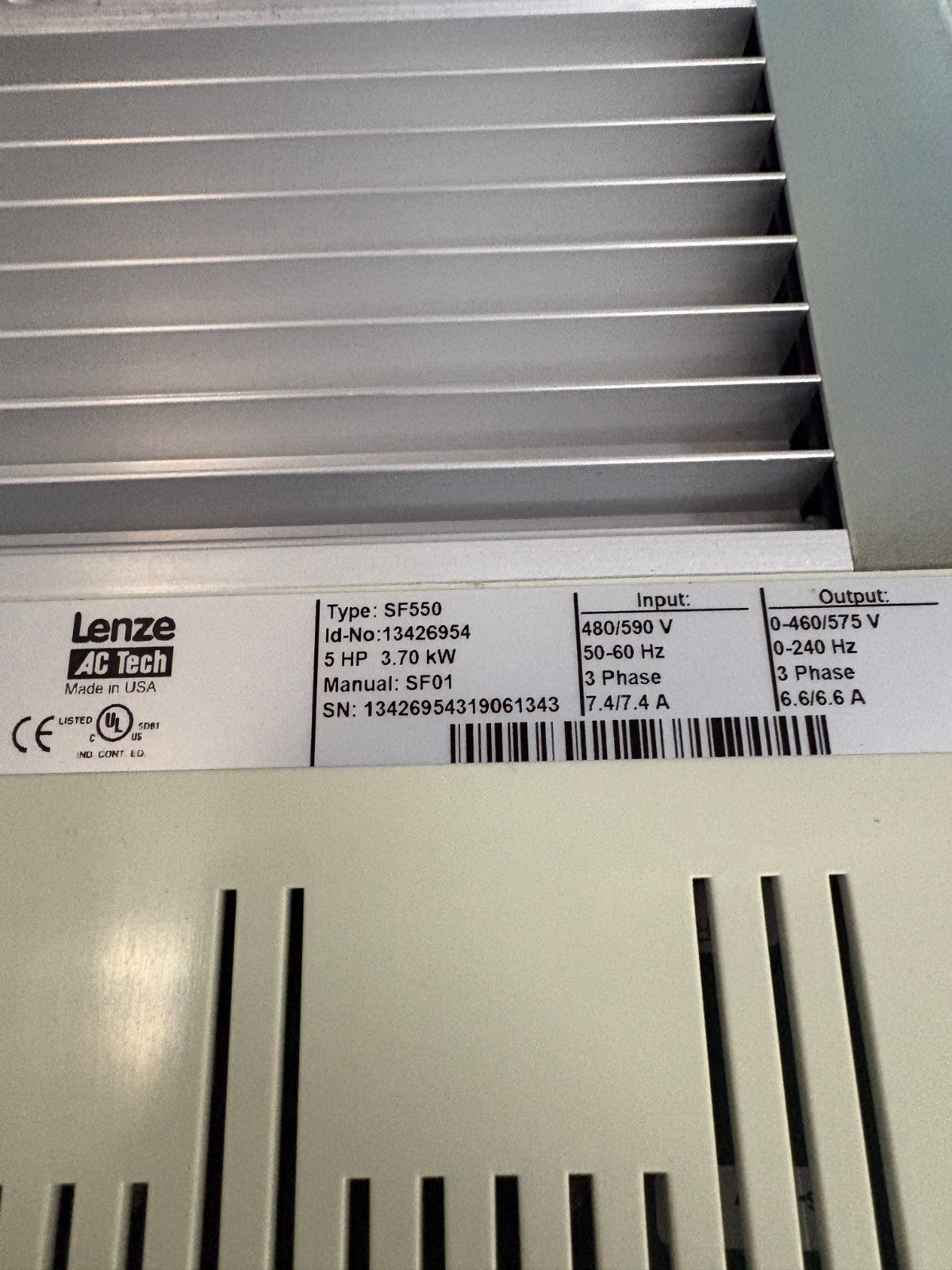 LENZE AC TECH 5 HP VARIABLE SPEED CONTROL DRIVE SF550 13426954
