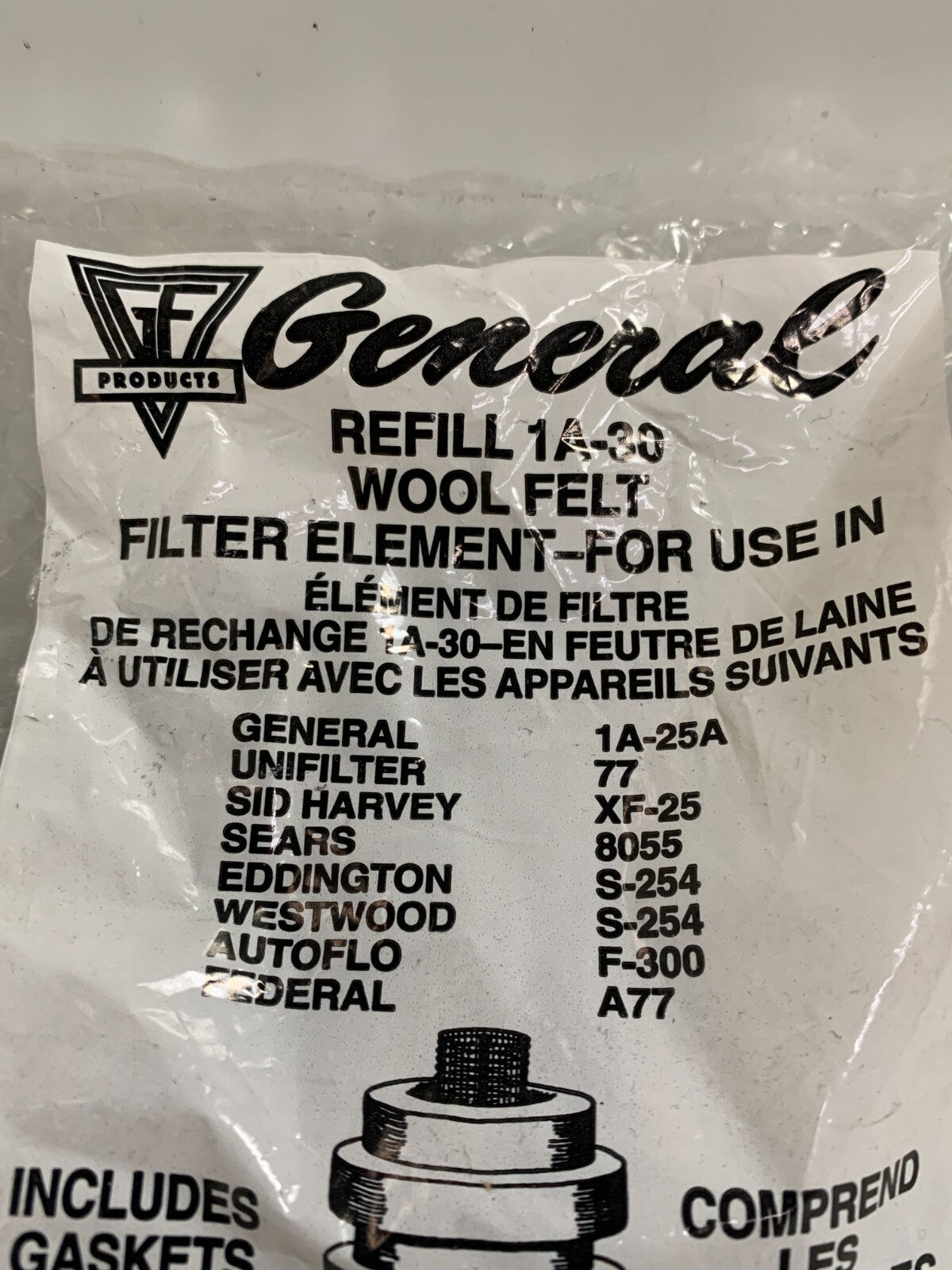 GENERAL FILTERS   Wool Felt Filter   1A-30/1A30