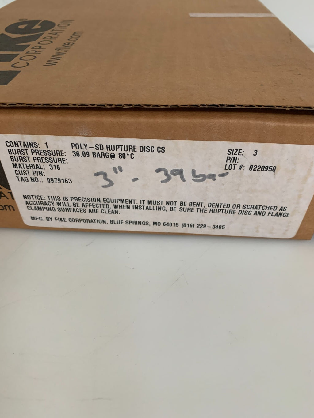 FIKE 3" RUPTURE DISC POLY-SD 36.9 BAR2