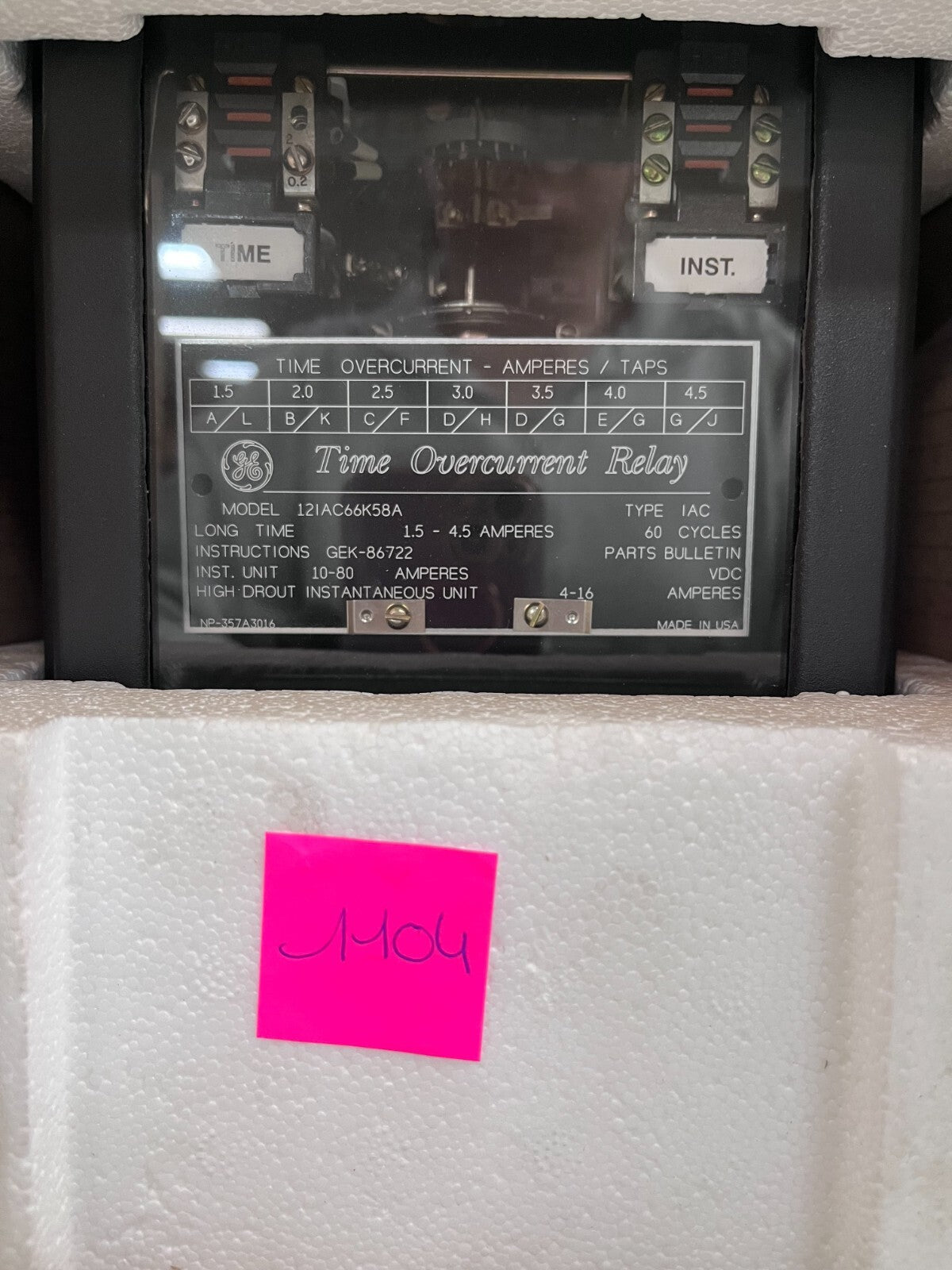 BRAND NEW IN BOX   GENERAL ELECTRIC 12IAC66K58A Time Overcurrent Relay