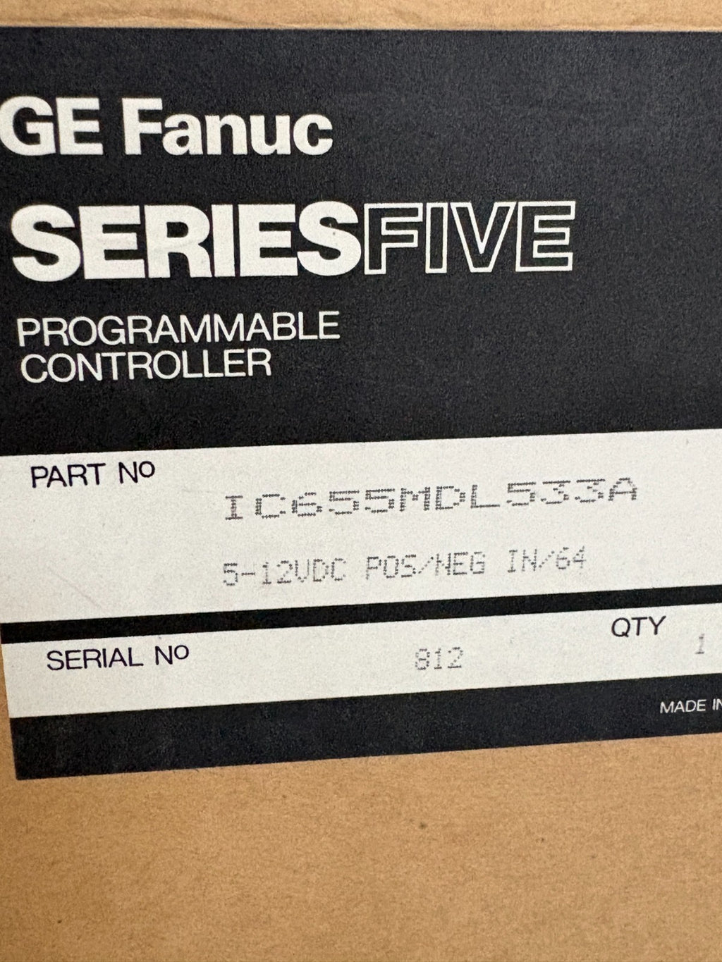 GE FANUC 5-12 VDC P0S/NEG IN/64 IC655 MDL 533A