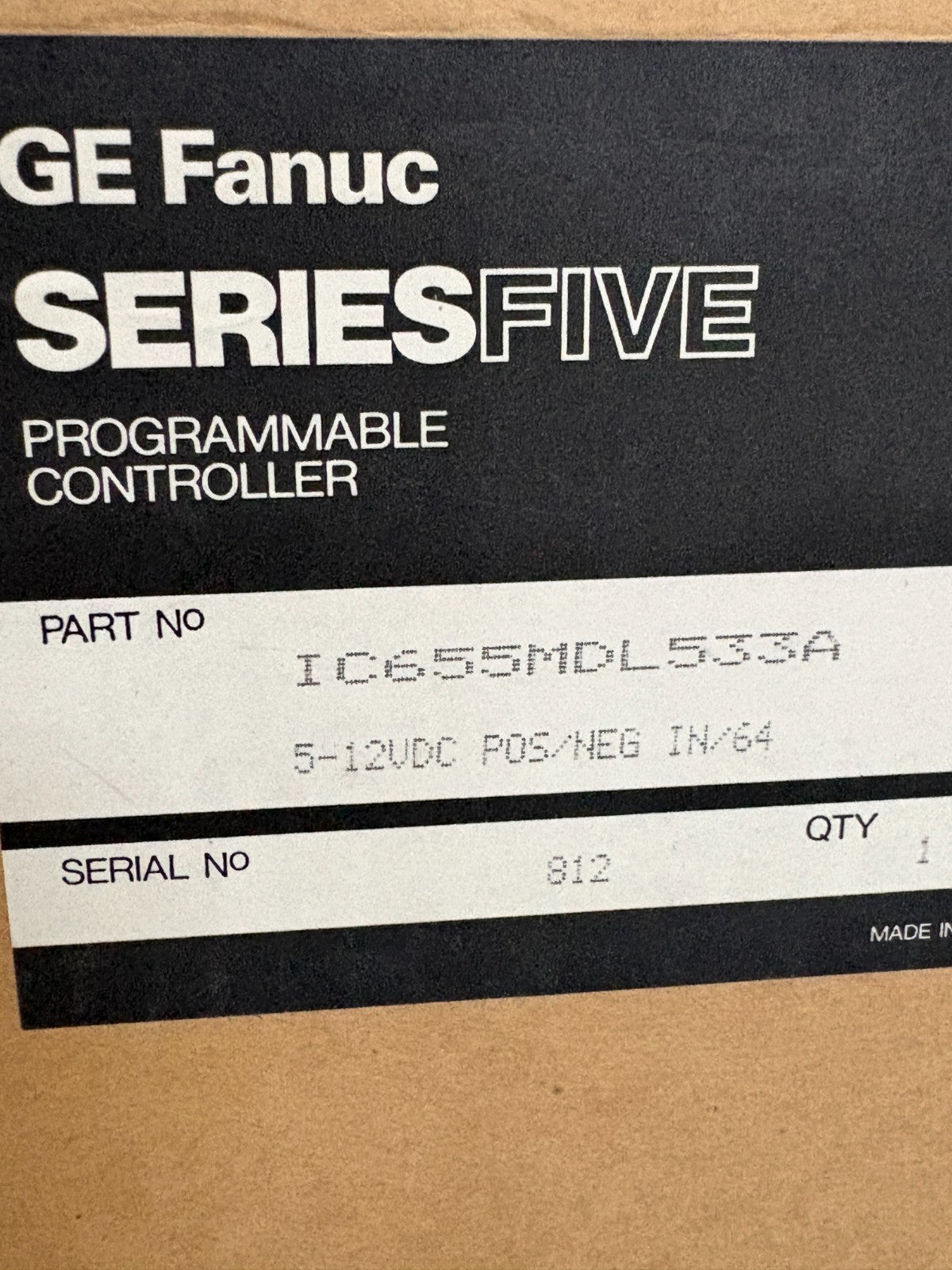 GE FANUC 5-12 VDC P0S/NEG IN/64 IC655 MDL 533A
