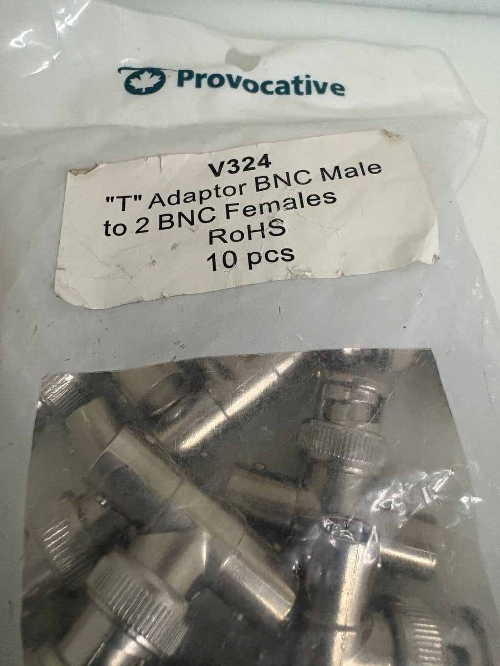 LOT OF 25 PROVOCATIVE V324 T ADAPTOR BNC MALE TO 2 BNC FEMALES