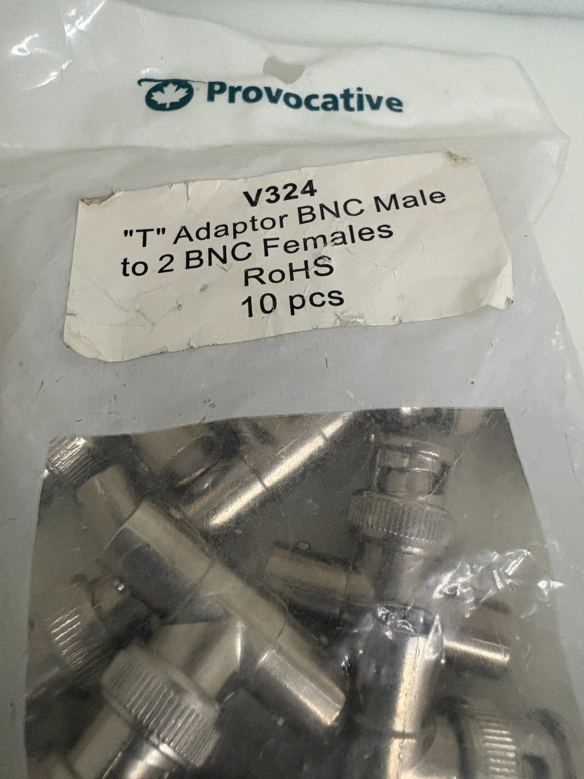 LOT OF 25 PROVOCATIVE V324 T ADAPTOR BNC MALE TO 2 BNC FEMALES
