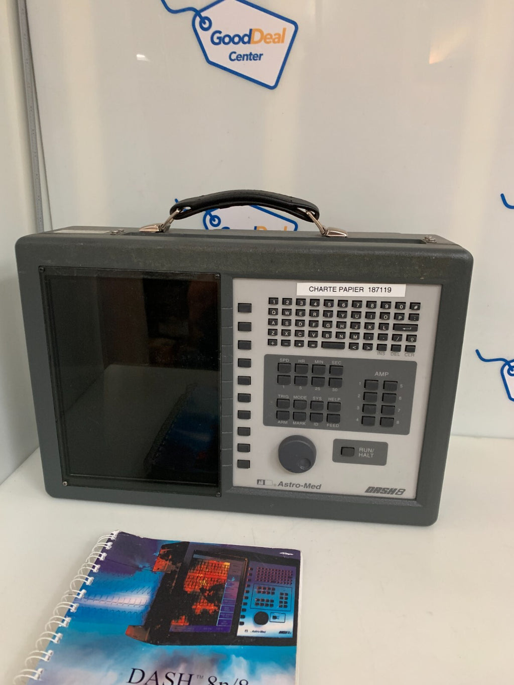 ASTRO MED DASH-8 CHART RECORDER W/PROTECTIVE BAG ALL CABLES AND MANUAL