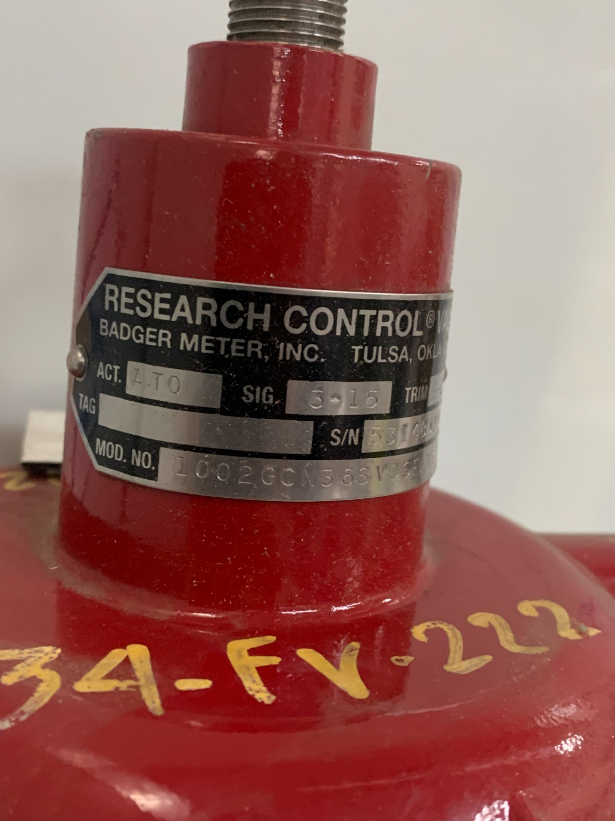 RESEARCH CONTROL VALVE BADGER METER VALVE 1002GCN36 SVOSELNST
