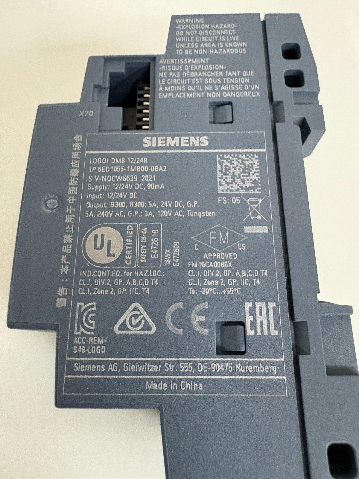 SIEMENS RUN/STOP MODULE DM8 12/24 R 6ED1055-1M800-0BA2