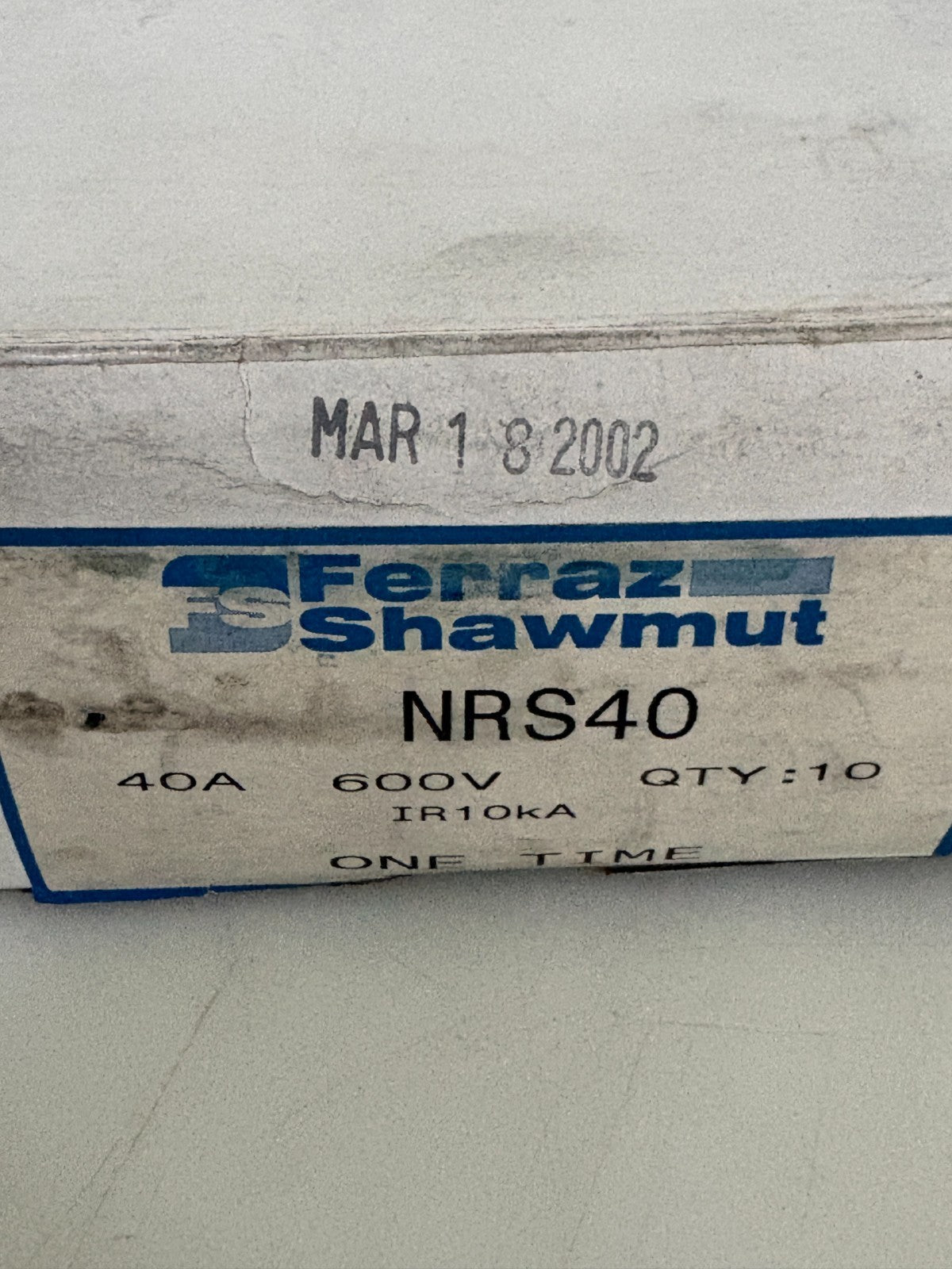 BOX OF 10 FERRAZ SHAWMUT 40 AMP 600V NRS40AMP2
