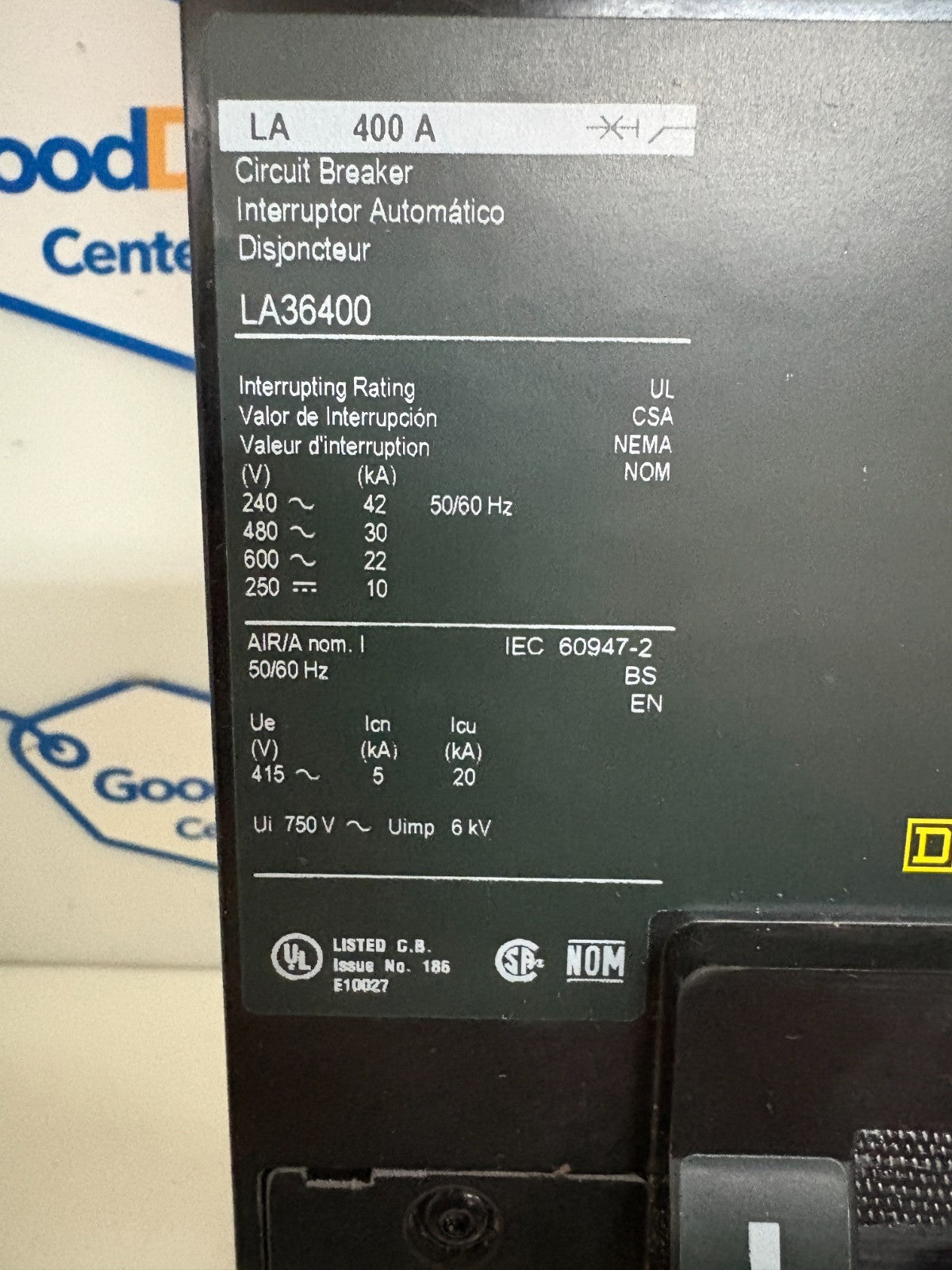 SCHNEIDER SQUARE D 400 AMP CIRCUIT BREAKER LA36400 1