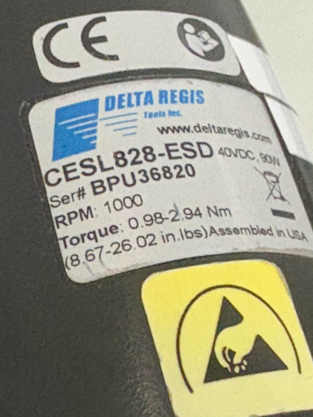 DELTA REGIS CESL 828-ESD W/POWER SUPPLY BECT640HL