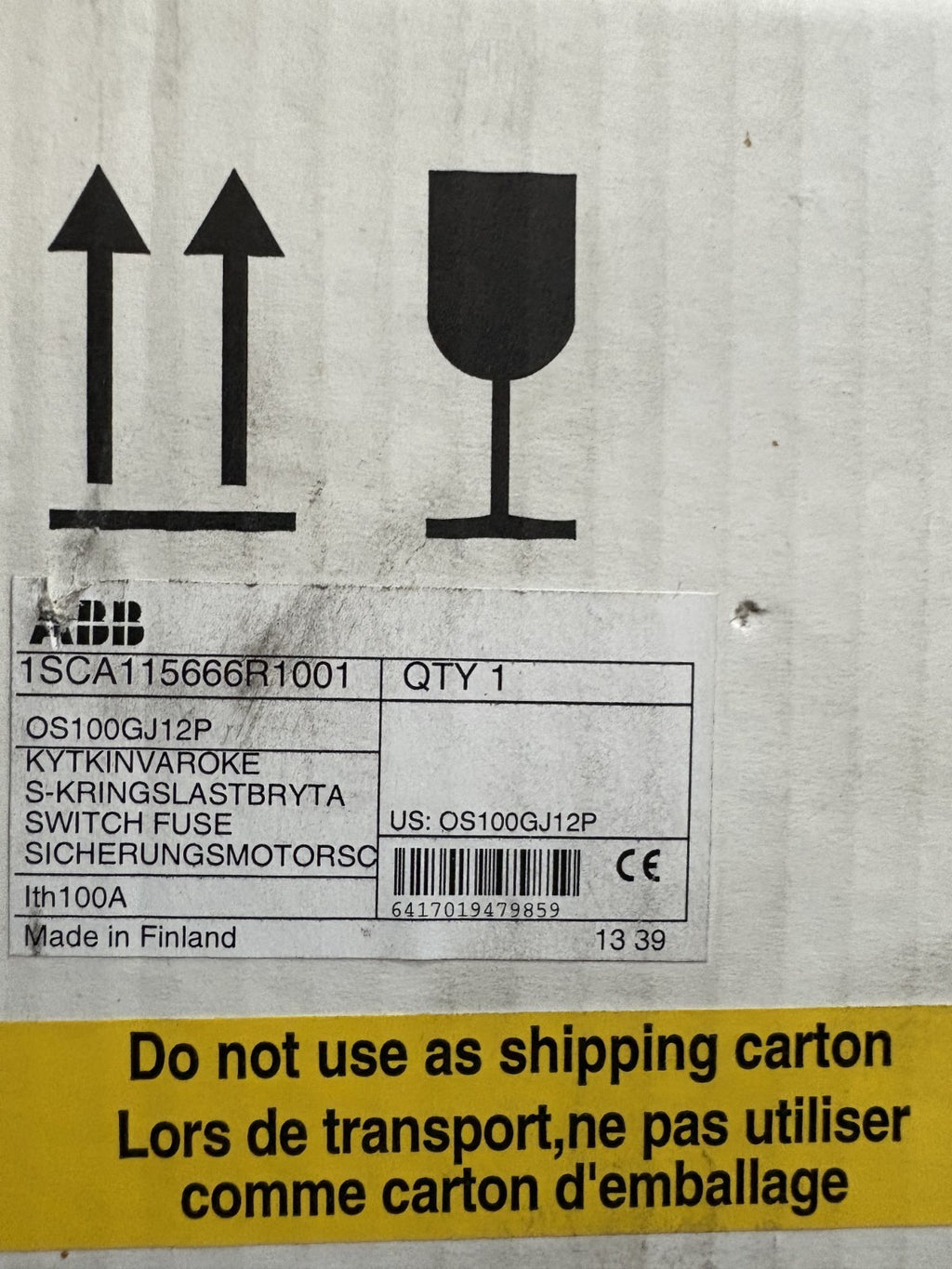 ABB 100A DISCONNECT SWITCH 1SCA115666R1001