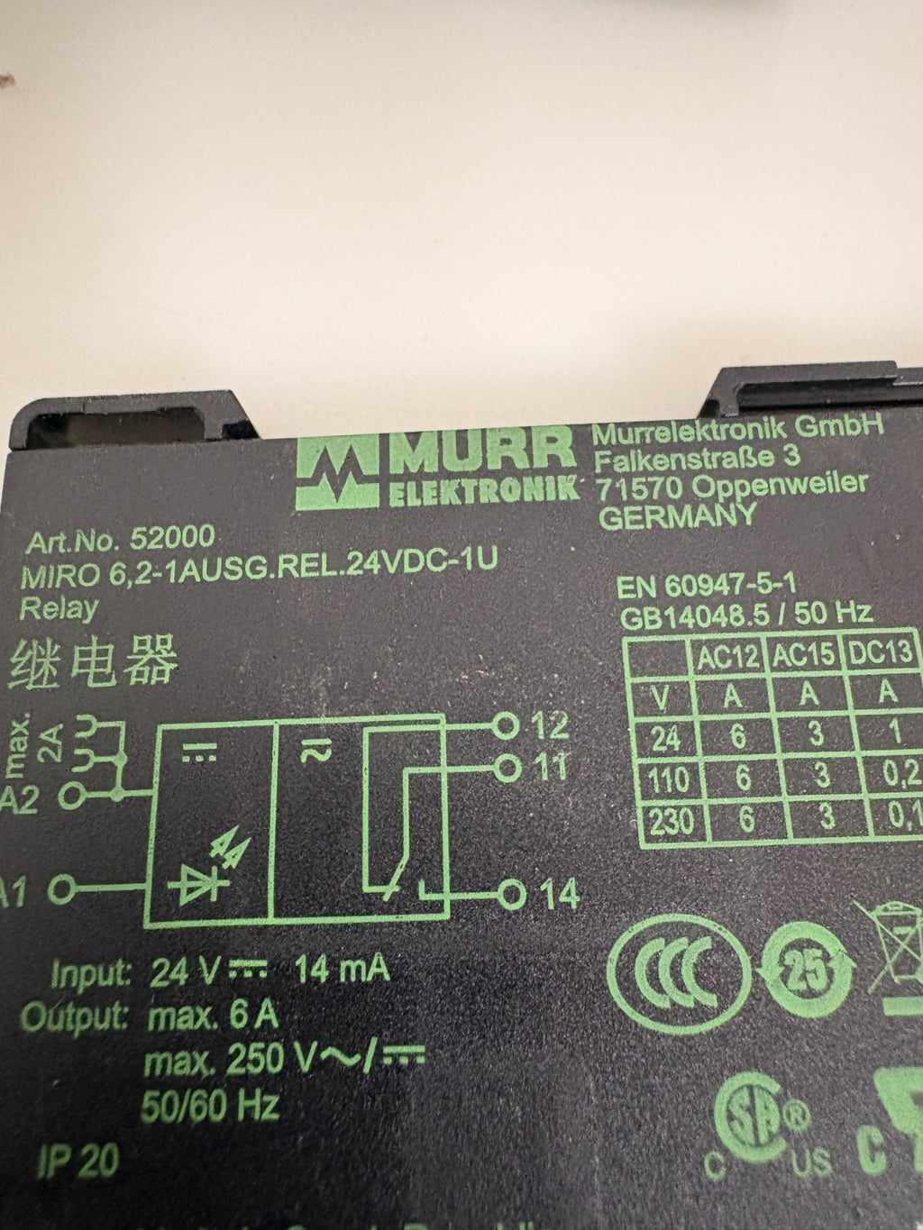 LOT OF 4 MURR ELECTRONIK 24VDC RELAY #520002