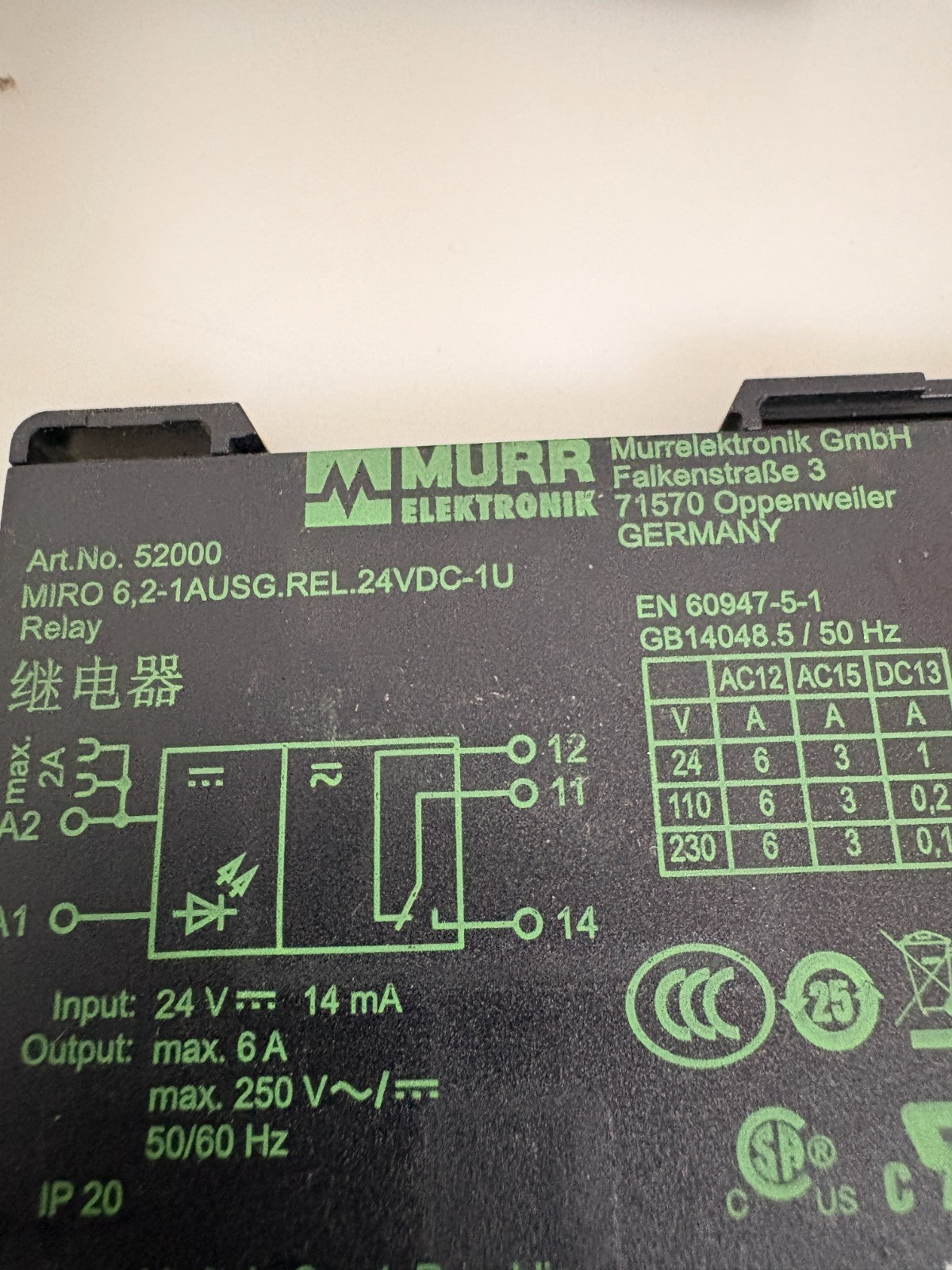 LOT OF 4 MURR ELECTRONIK 24VDC RELAY #520002