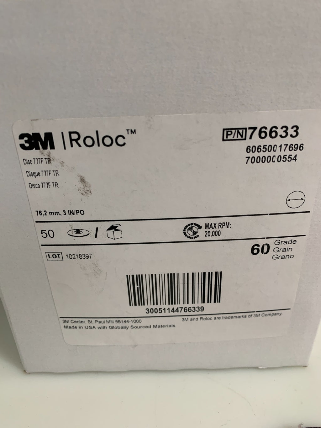 3M  Roloc Sanding Disc  76633  60 Grade 77F  (Box of 49)