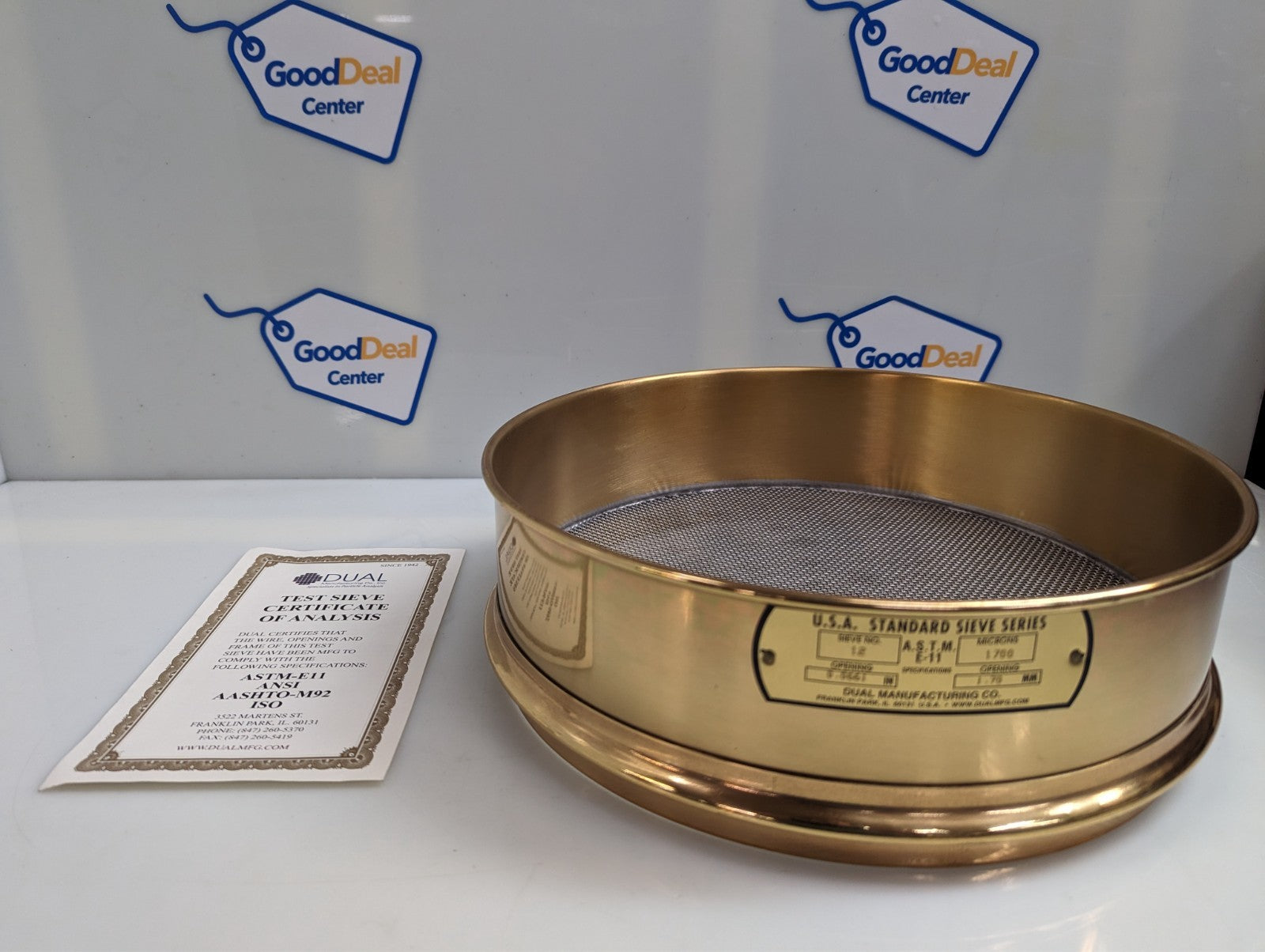 New Brass Dual Manufacturing No. 12 US Standard Sieve 0.0661 in/1.70 mm6