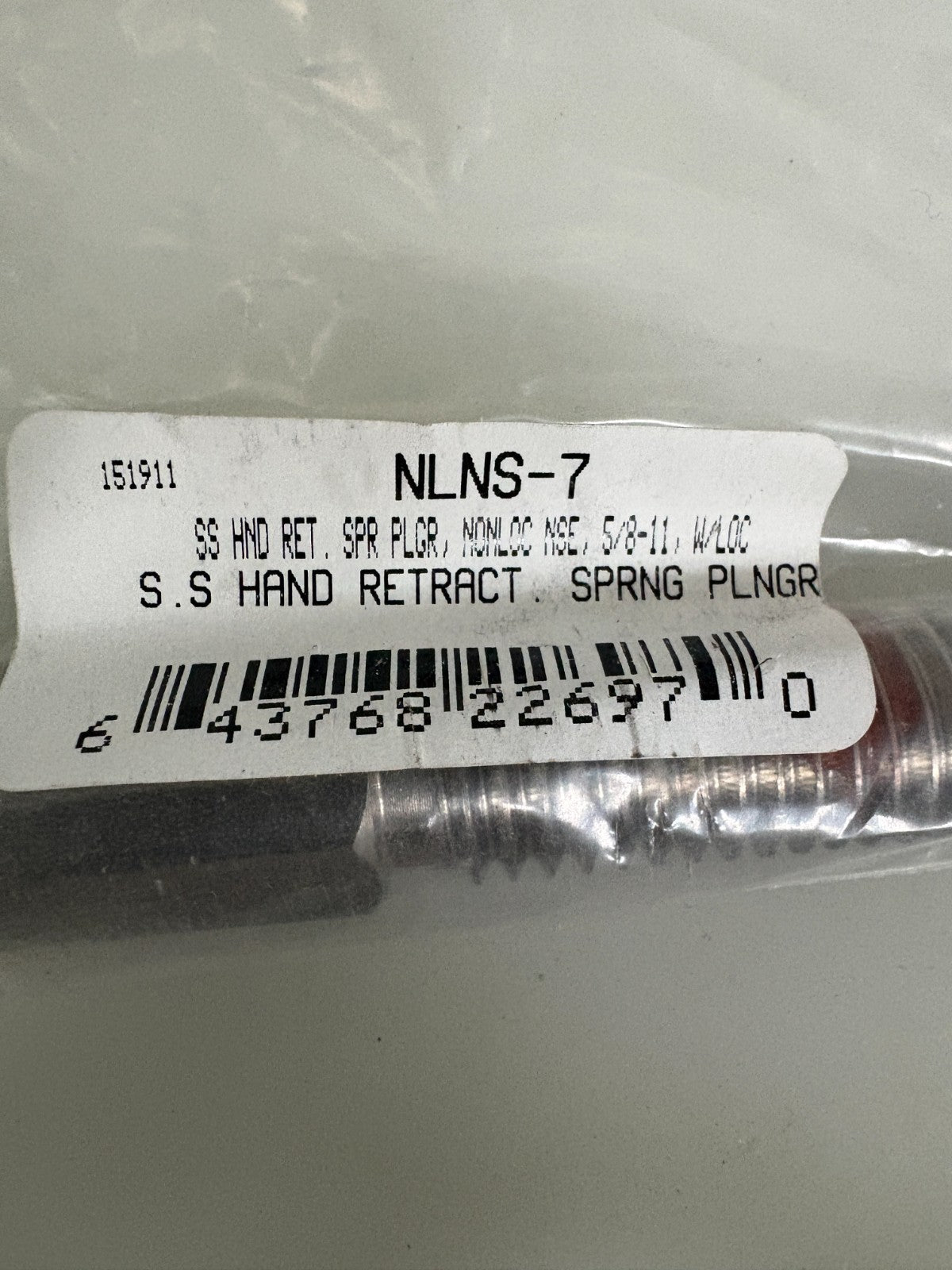 LOT OF 6 STAINLESS STEEL RETRACTABLE PLUNGER WITH L HANDLE NLNS-7