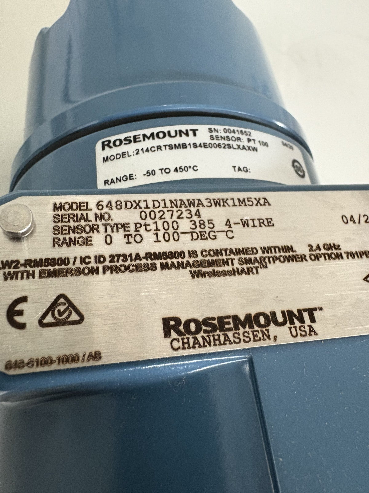 EMERSON ROSEMOUNT WIRELESS THERMO COUPLE TRANSMITTER 214CRTSMB1S4E0062SLKAXW