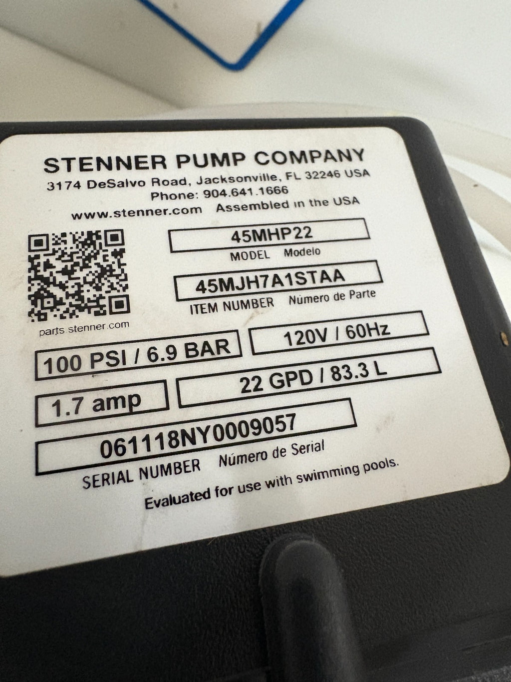 STENNER ADJUSTABLE RATE 45MHP 22