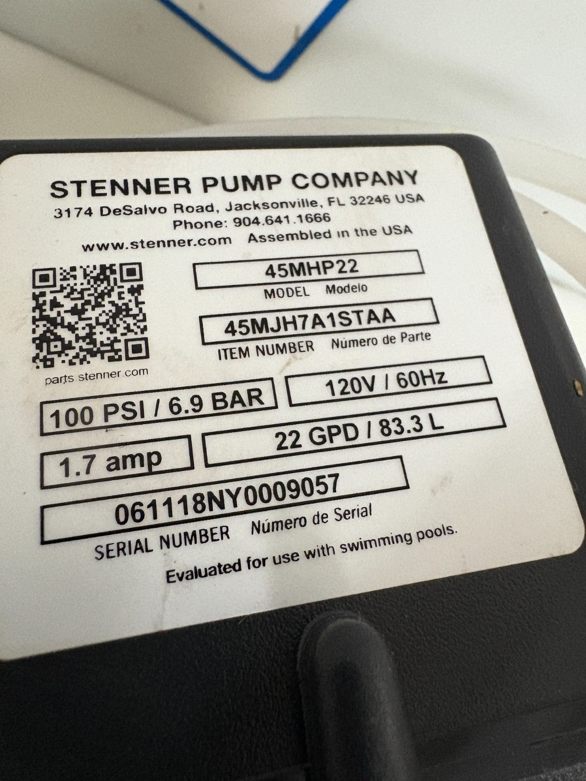STENNER ADJUSTABLE RATE 45MHP 22