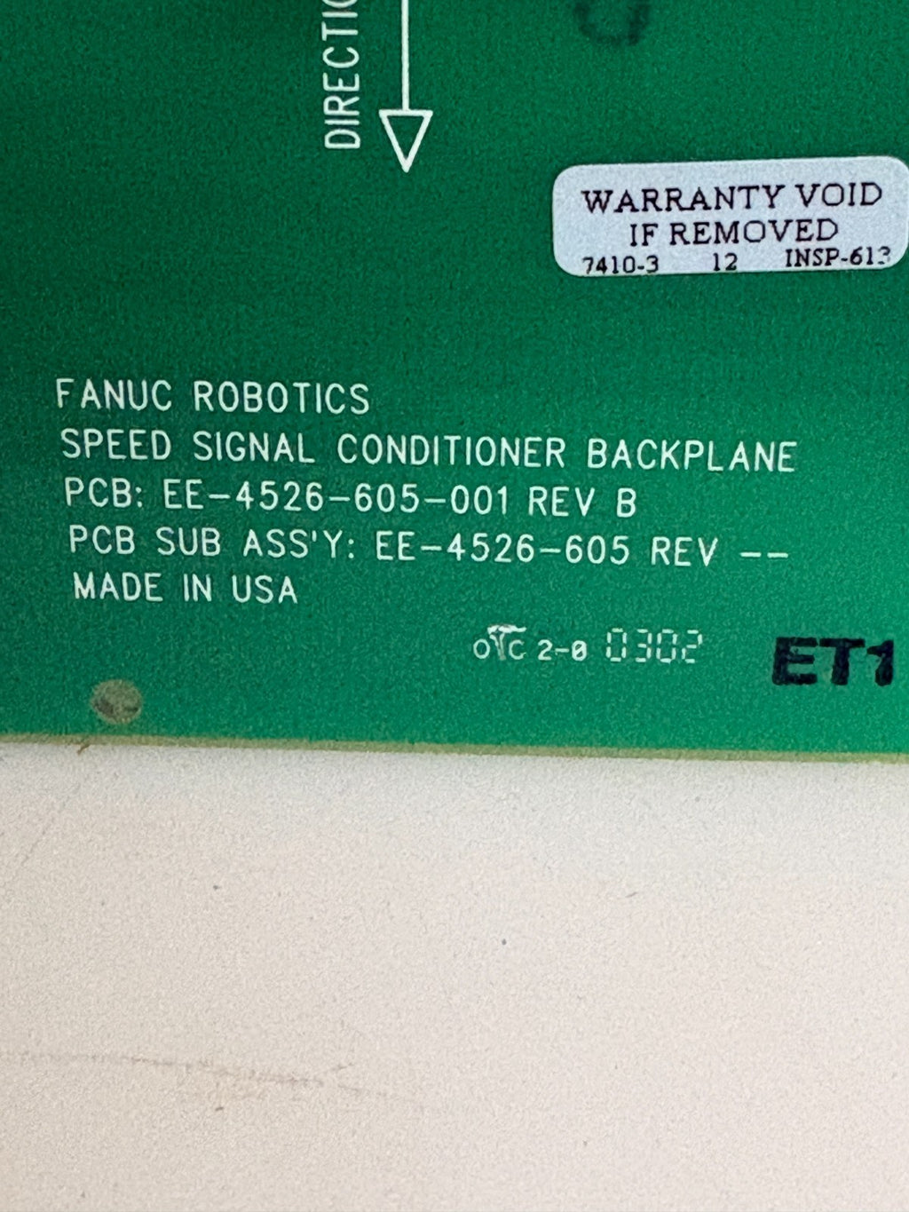 FANUC ROBOTICS SPEED SIGNAL CONDITIONER BACKPLANE EE-4526-605-001 REV B2