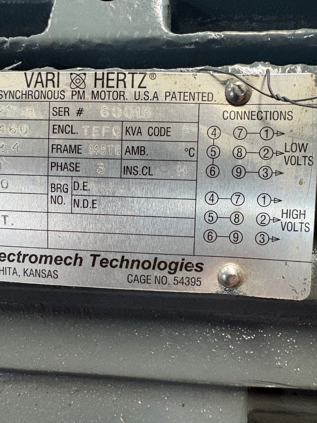 ELECTROMECH TECH 2 HP MOTOR M-3729-H 3