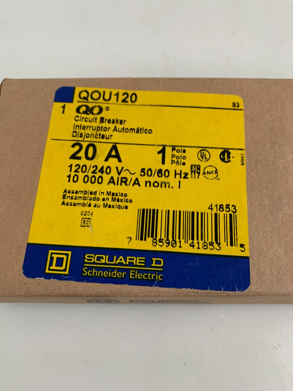 LOT OF 3 SQUARE D 20 AMP CIRCUIT BREAKER QOU120