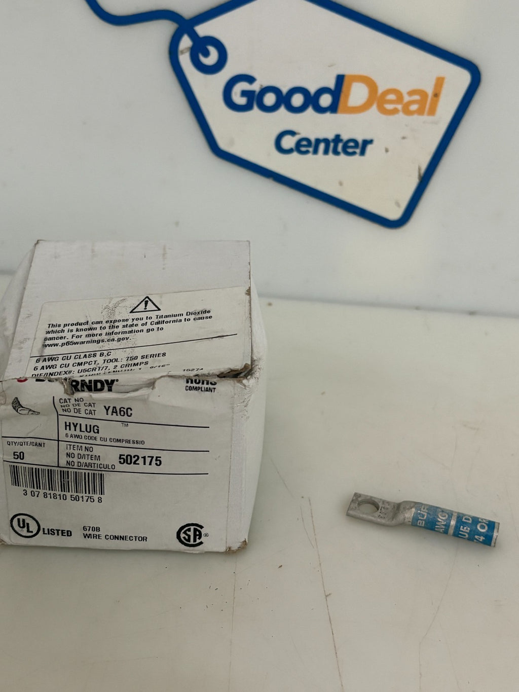 BURNDY HYLUG 6 AWG COMPRESSION LUG YA6C0