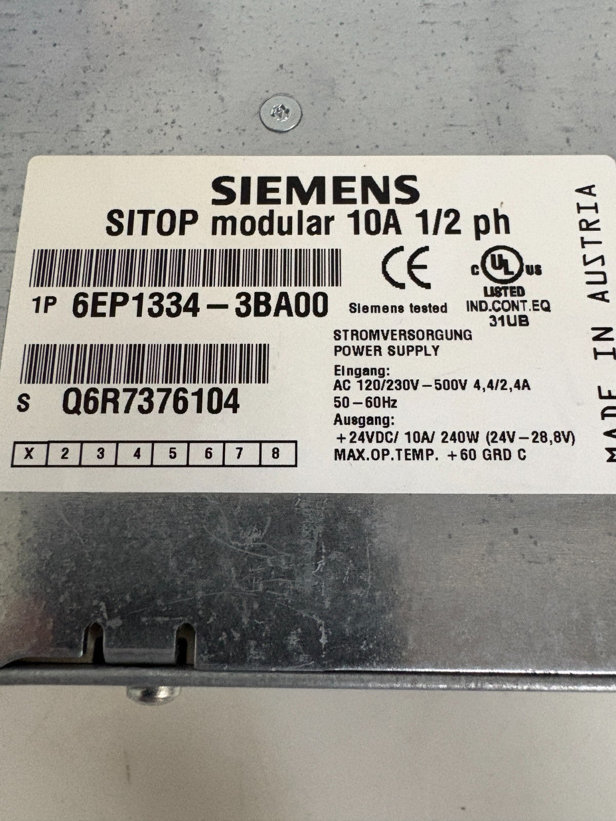 SIEMENS SITOP POWER SUPPLY 6EP1334-3BA00