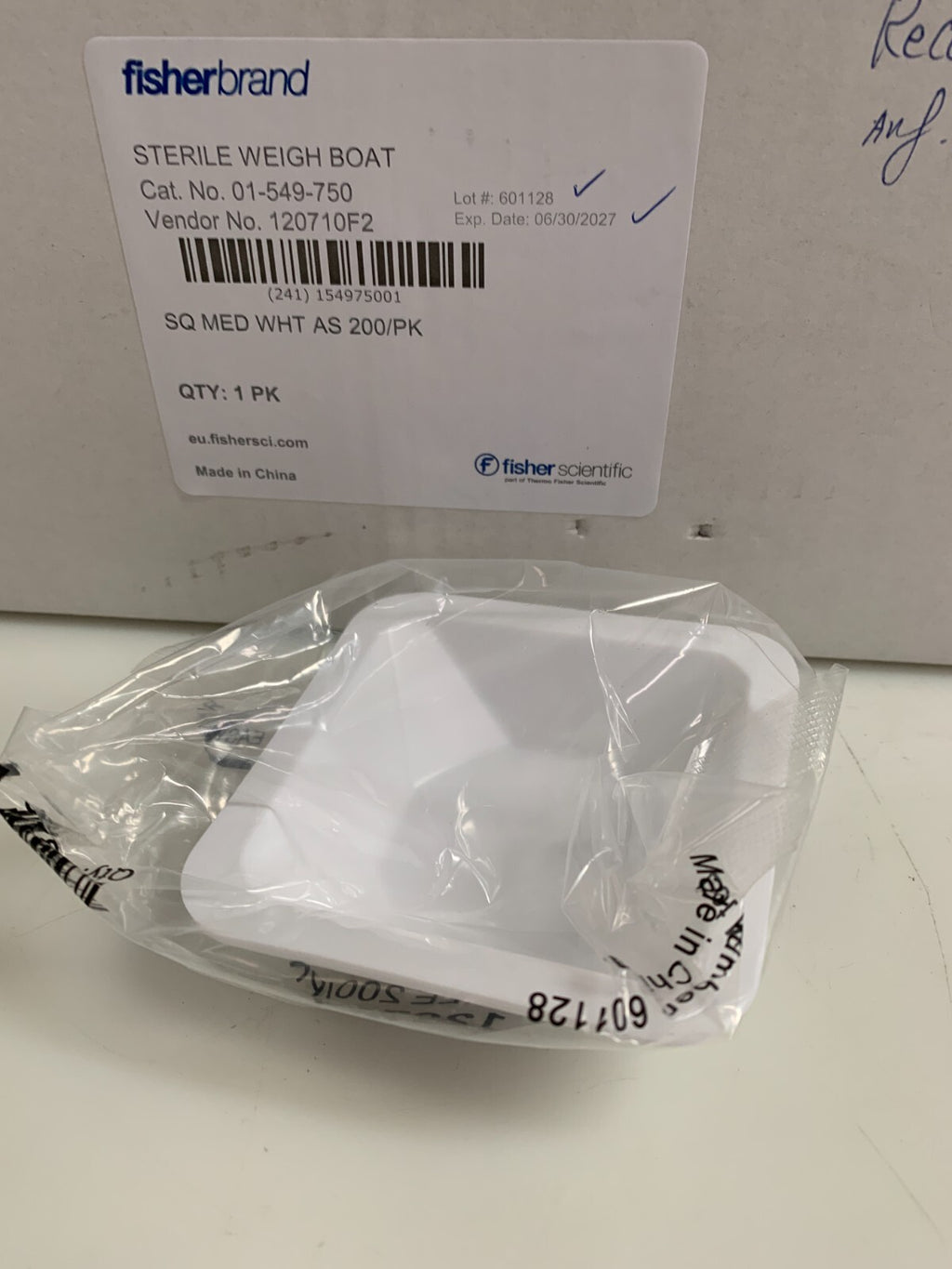 FISHERBRAND STERILE WEIGH BOAT #01-549-750 200/BOX1