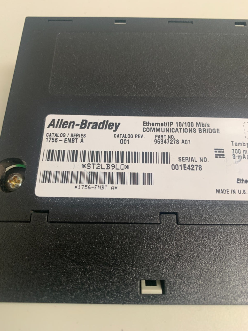 ALLEN BRADLEY ETHERNET /IP 10/100 COMMUNICATIONS BRIDGE 1756-ENBT A