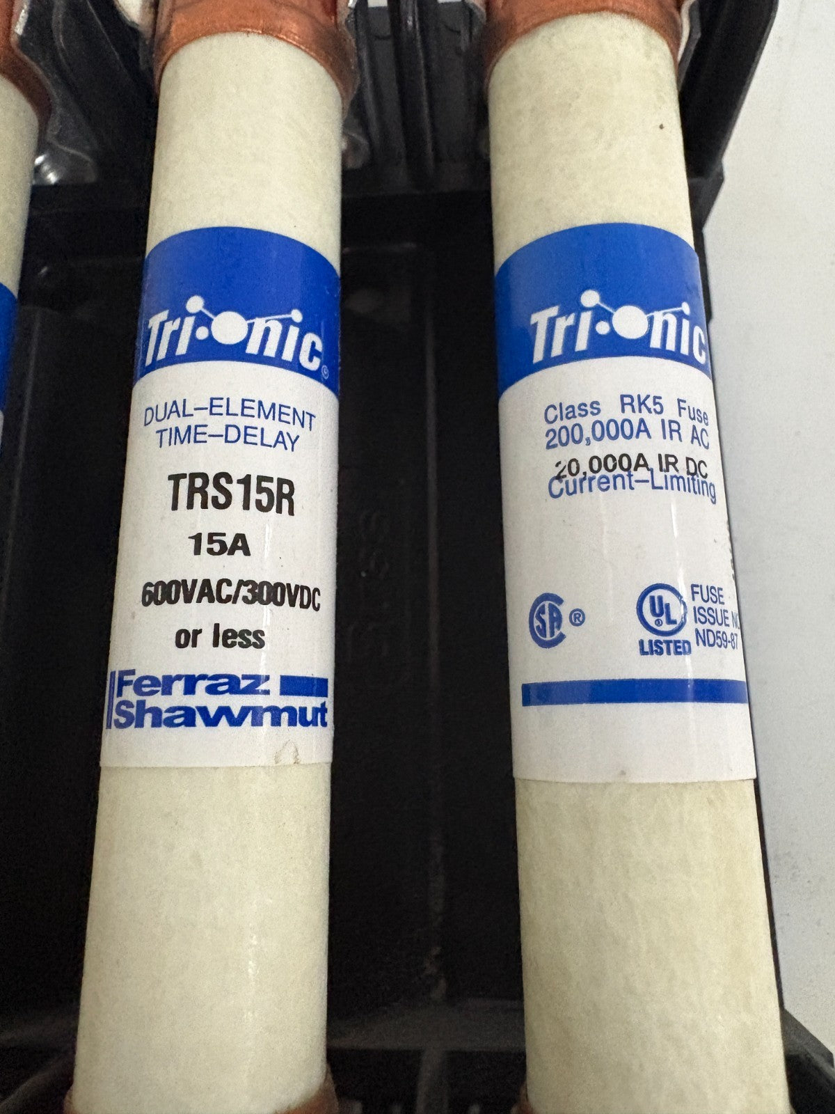 LOT OF 3 FERRAZ SHAWMUT TRIONIC TRS15R 15 AMP IN BUSS R60030-3CR