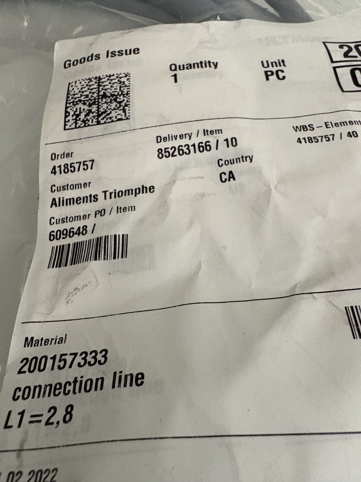 MULTIVAC CONNECTION LINE L1=2,82